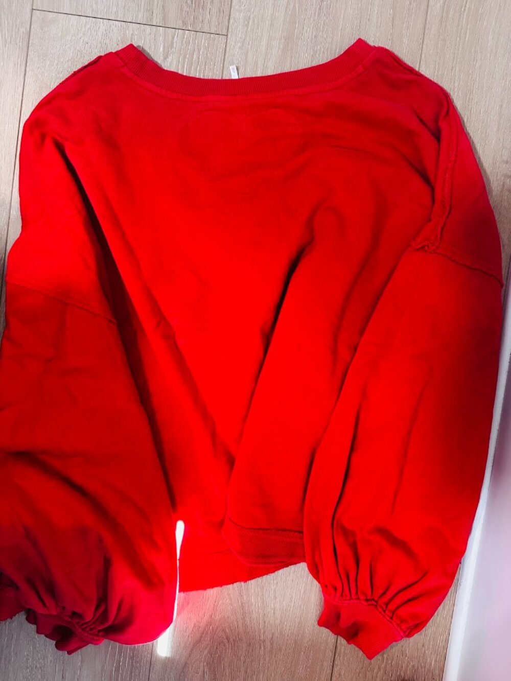 Free People Red Bubble Sleeve Oversized Sweatshirt XL